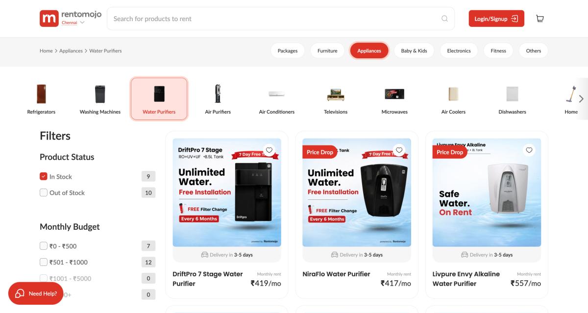 Rentomojo Becomes Water Purifier Specialist in Bangalore, Offering RO, UV, and Alkaline Units