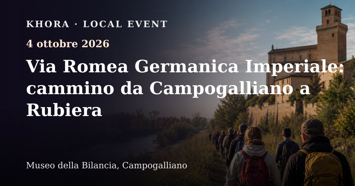 Via Romea Germanica Imperiale: cammino da Campogalliano a Rubiera — 4 ottobre 2026 — Museo della Bilancia, Campogalliano