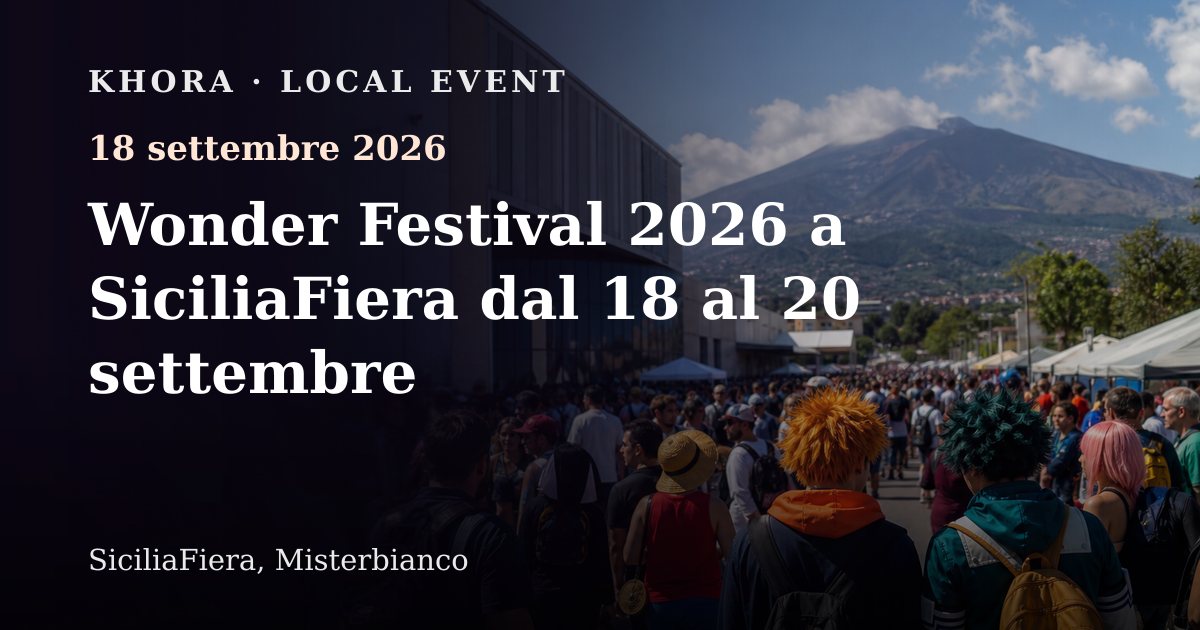 Wonder Festival 2026 a SiciliaFiera dal 18 al 20 settembre — 18 settembre 2026 — SiciliaFiera, Misterbianco