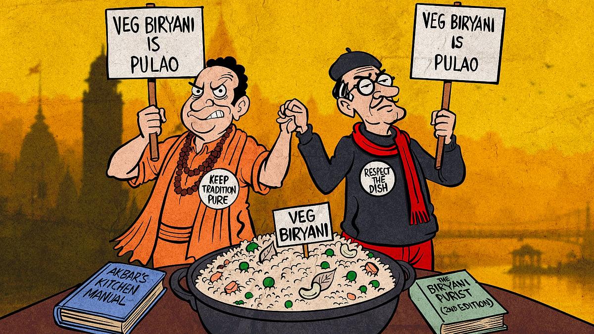 The sadhu wants pulao. The snob rejects veg biryani. Culinary history disagrees with both